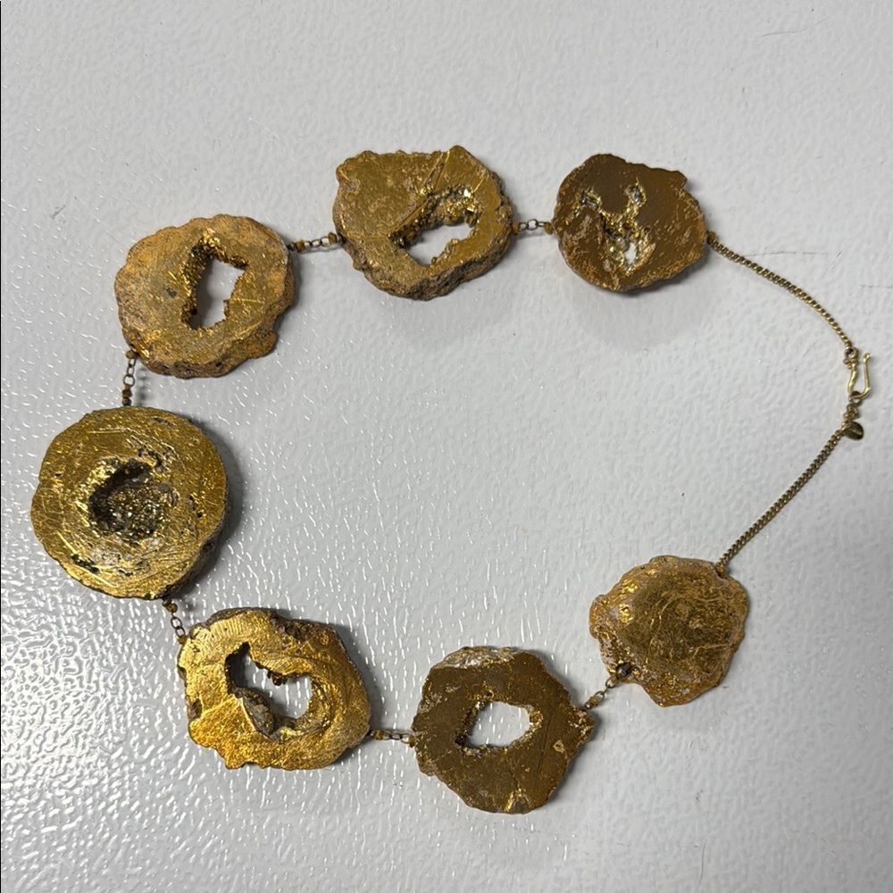 Gold Statement Necklace CHAN LUU - RARE Gold Stone Necklace - Beautiful Piece